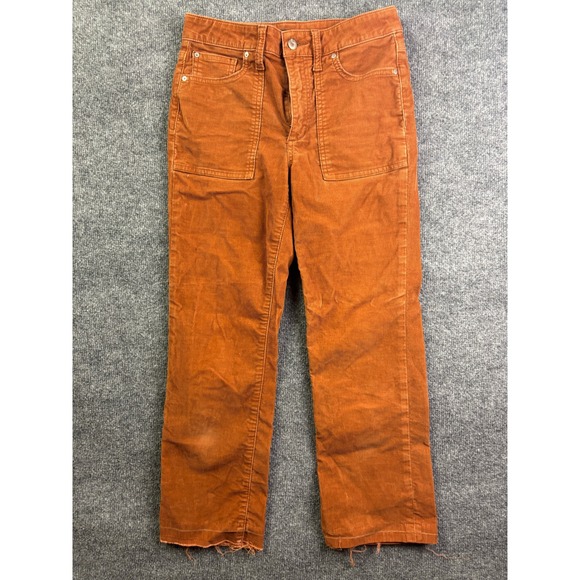 Joe's Jeans Pants - Joes Callie Corduroy Pants Womens 28 Orange Straight Leg Raw Hem Patch Pocket